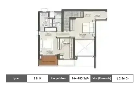 Godrej Bliss 3 BHK 944-985 SqFt